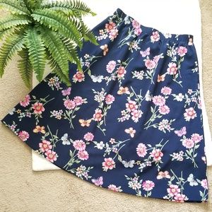 Bon Worth Floral Butterfly A-line Full Flare Skirt